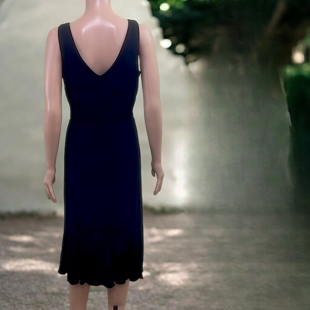 Studio Y Black Jersey V-Neck Front & Back Ruffled Hem Dress - Picture 6 of 16